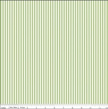 Cotton Seasonal Basics 1/8" Stripes Green White Fabric Print by Yard D404.28