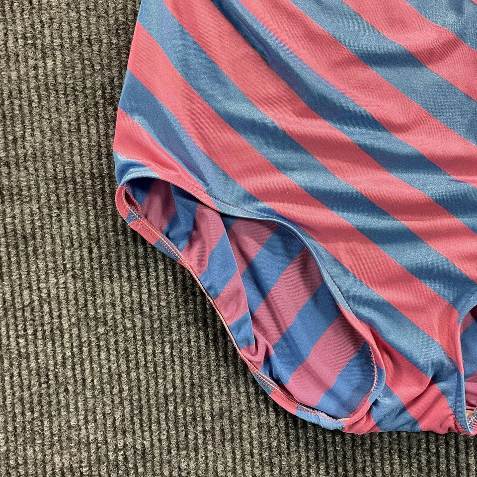Vintage Lands' End Swimsuit One Piece Womens 16 Pink Blue Ruffle Made USA 90s - Image 3 of 4
