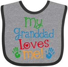 Inktastic My Granddad Loves Me Baby Bib Boys Girls Childs Clothing Cute Grandpa