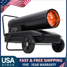 70K-215K BTU Portable Kerosene Diesel Forced Air Heater w/Thermostat & Fuel Tank