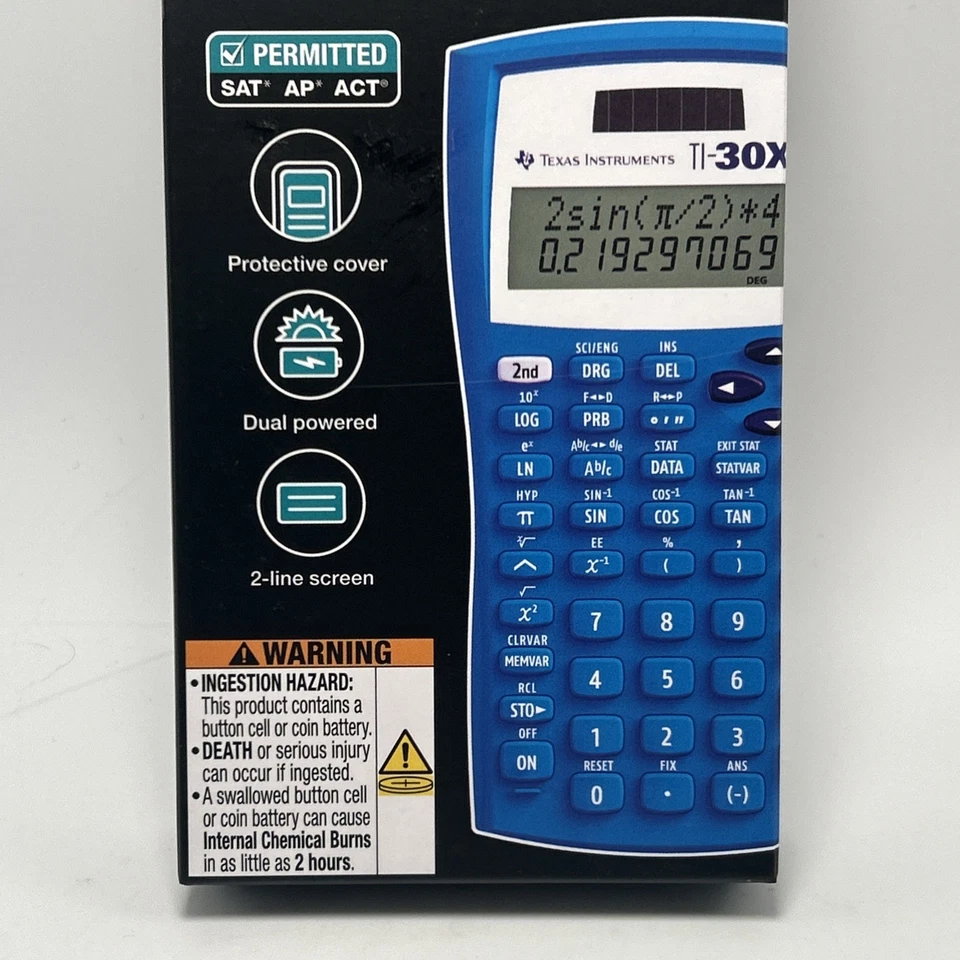 Texas Instruments 30XIIS Scientific Calculator Lightning Blue SAT & ACT Approved - Image 2 of 4