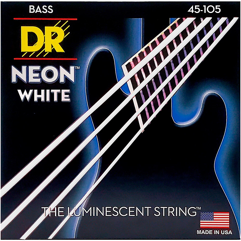 DR Strings Hi-Def NEON 4-струнные басовые струны среднего размера с белым покрытием 4890₽