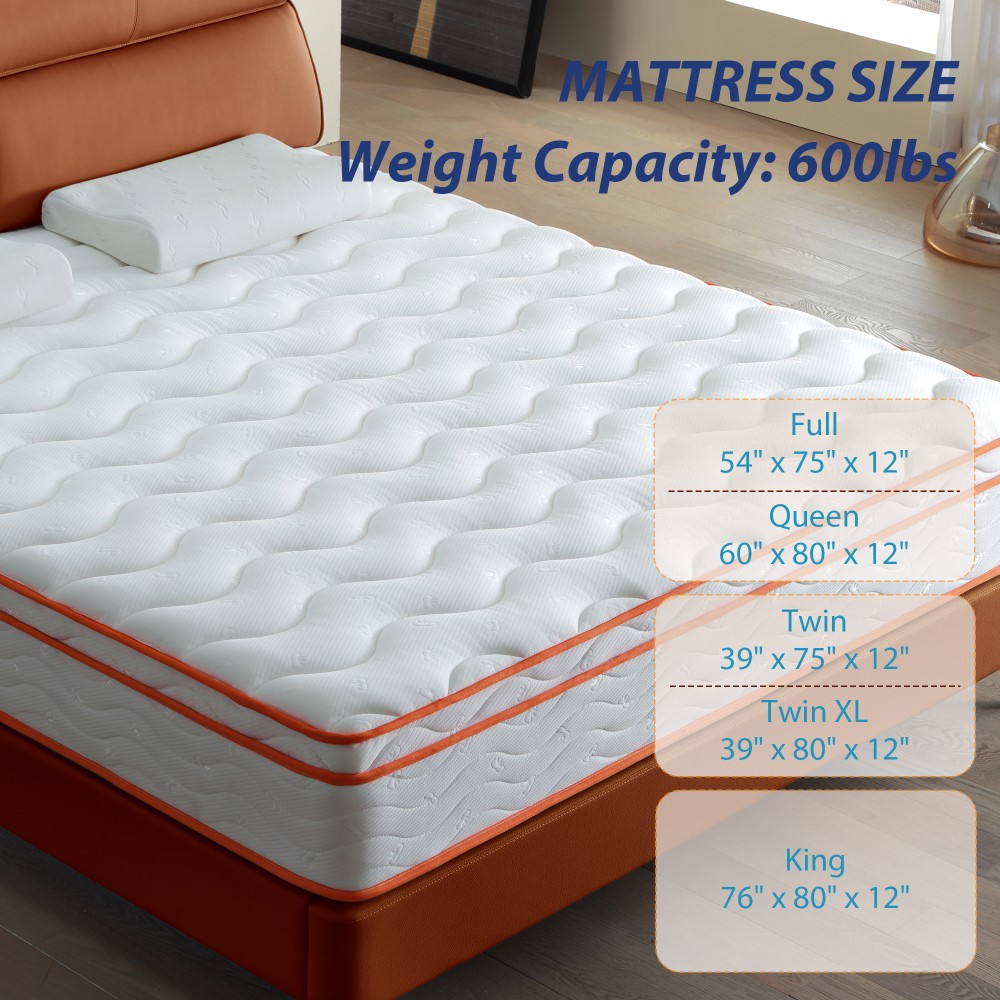 King Mattress, 12 Inch Hybrid Mattress, Individual Pocket Spring Mattresses