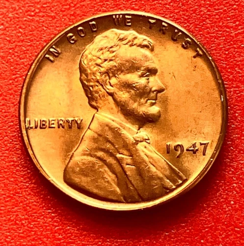 1947-P Lincoln Wheat Cent Penny GEM RED BU From an Original Bank Roll