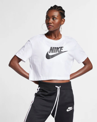 NIKE WOMEN'S LARGE - SPORTSWEAR ESSENTIAL CROPPED LOGO T