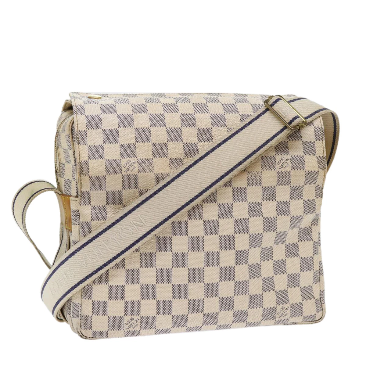 LOUIS VUITTON Damier Azur Naviglio Shoulder Bag N51189 LV Auth