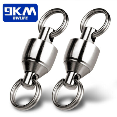 20-100pcs Heavy Duty Ball Bearing Rolling Swivels 11-110lb Stainless Sea Rings