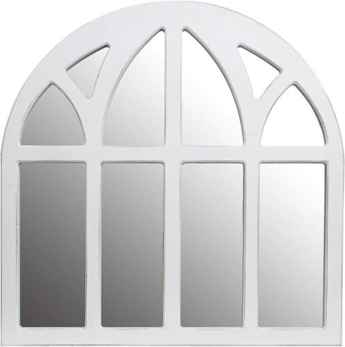 Rustic 28" Wall Mounted Arched Mirror with Vintage White Finish - No Assembly - Picture 3 of 8