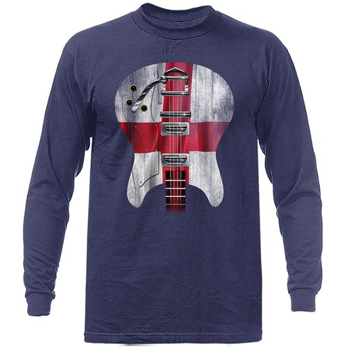 Guitar Body Flag England Music Band Graphic Long Sleeve - Picture 10 of 14