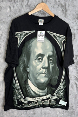 Liquid Blue Ben Franklin Mens T Shirt Size XL Black 2007 With Tags And Sticker