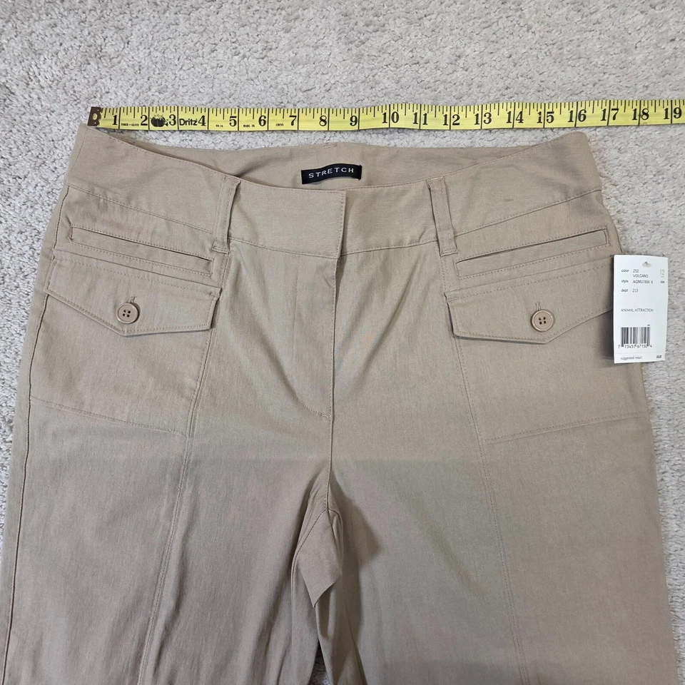 Pantalones capri Axcess Liz Claiborne beige elástico mezcla de nailon 12 NUEVO Foto 2 de 4