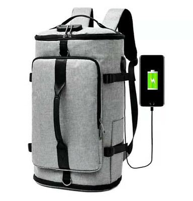 Rucksack Damen Herren Neu Grau Schulrucksack Laptoptasche Reisetasche Backpack