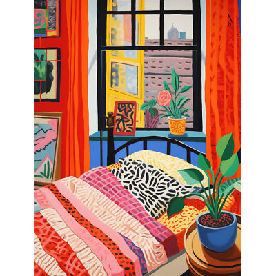 The Artist's Bedroom Henri Matisse Style Vibrant Patterns XL Art Canvas Poster
