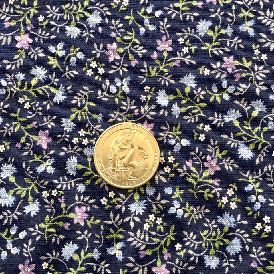 Blue Calico Cotton Fabric 31” By 44” - Image 2 of 3