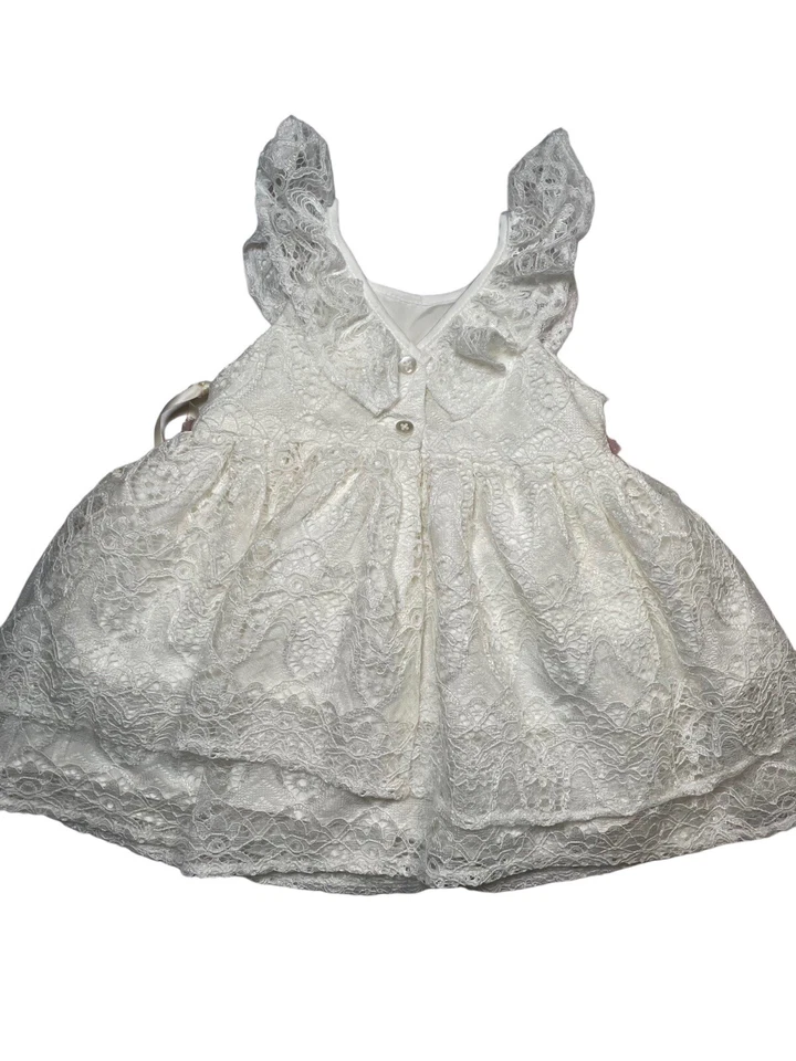 NUEVO CON ETIQUETAS Vestido de Vacaciones Laura Ashley London Bebé Niña Blanco Floral Encaje Talla 12M Foto 2 de 4