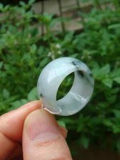 US 11 Certified Natural Grade A Blue Green Float Flowers Jade jadeite Ring 001