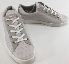 DKNY Womens Leather Court Lace Up Trainers Color Ivory Size US:8.5 NEW 