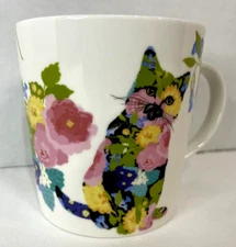 Edith Jackson Floral Calico Cat Feline 14oz. Coffee Mug