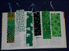 Bookmarks Clover, Shamrock, St. Patrick's Day Handmade Fabric or Cloth Lot of 6