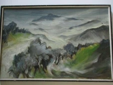 PORTIA WAGENET OIL PAINTING AMERICAN EXPRESSIONIST LANDSCAPE VIEW MODERNIST 1960