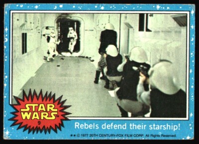 1977 Topps Star Wars Vintage Series 1 Blue #9 Rebels Defend Starship L3