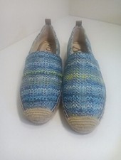 Sam Edelman Khloe Blue Stripe Raffia Slip On Espadrille Flats Size 8.5M