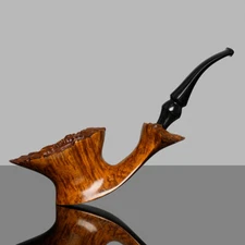 MUXIANG Briar Fleur Pipe Wooden Tobacco Pipe Smooth Freehand Pipe Ebonite Stem