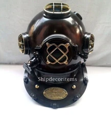 18 Inch Vintage Diving Divers Helmet Deep Sea Scuba Black Mark V U.S Navy Décor