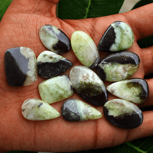 12 Pcs Australian Natural Bio-Prehnite 22mm-32.8mm Cabochon Loose Gemstones Lot - Picture 6 of 13