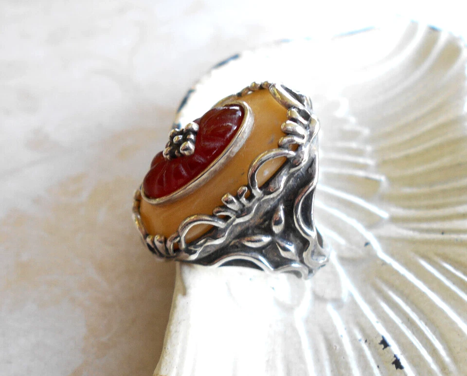 Anillo Cornalina Cuarcita Amarillo Esterlina Oxidado Carolyn Pollack Talla 6 49B2 Foto 3 de 4