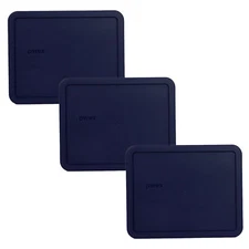 Pyrex 7212-PC Blue Rectangle Plastic Storage Replacement Lid Cover (3-Pack)