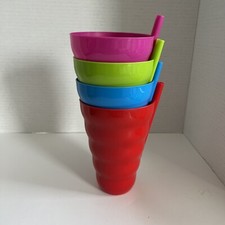 4 X KIDS SIP-A-CUP TUMBLER WITH BUILT IN STRAW FOR CHILDREN