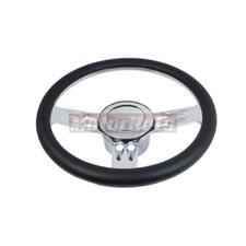 14 Chrome Billet Aluminum Steering Wheel Horn Black Hot Rod Chevy Gm 3-slot