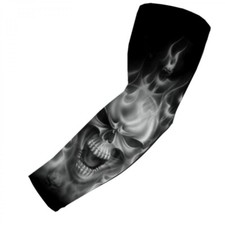 Football Baseball Sports Compression Dri-Fit Arm Sleeve White Ghost Skull