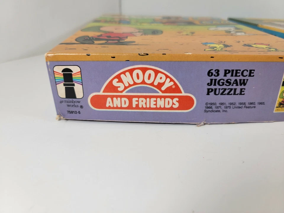 Lote de 2 rompecabezas Snoopy and Friends vintage 63 piezas artesanía completa decoración colgante Foto 4 de 4