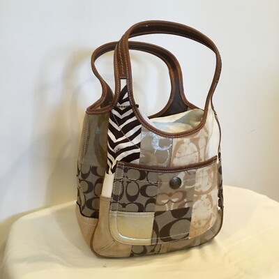 Coach Ergo Signature Brown Patchwork Shoulder Tote Bag Purse 10810