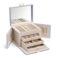 Vlando Jewelry Box 4-Tier,Jewelry Boxes & Organizers with Handle,3 Drawers Tr...