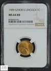 1909 S/Horizontal S RPM RED-BROWN Lincoln Wheat Copper Cent 1C NGC MS 64 RB
