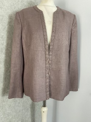 Jacques Vert Blazer Sakko UK 16 taupe Leinenmischung elegant formell verziert Vintage