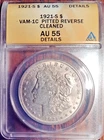 1921-S VAM-1C AU-55 - Pitted Reverse - Morgan Dollar -  Nice Cartwheel - Cleaned