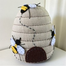Bee Hive Pin Cushion with Appliqué & Embroidery. Sewing Craft Quilting Gift