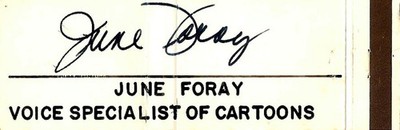 JUNE FORAY (+2017) - Voice Actress - Rocky the Flying Squirrel - Autograph