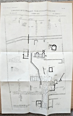 Plan of Excavations at Corbridge, Northumberland in 1909 - Antique Print - 1910