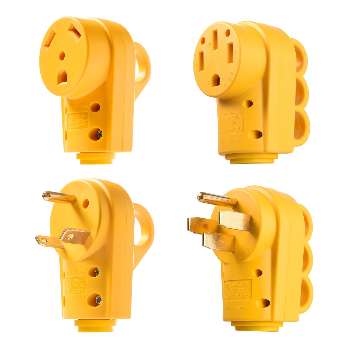 125V 30A/250V 50A RV Power Adapter: Male Plug /Female Receptacle for Campers RVs