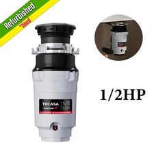 USED- 1/2 Horsepower Continuous Feed Garbage Disposal Disposer Corded 2 Stage
