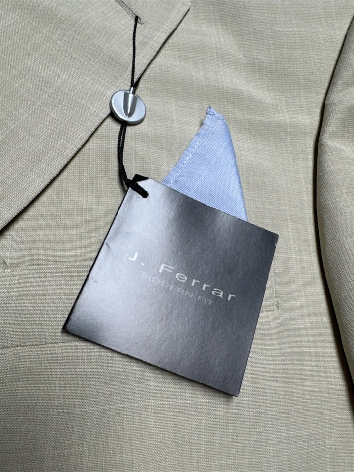 J Ferrar Suit Jacket Mens Size 42L Modern Fit Tan Plaid NEW Sport Coat Blazer - Image 4 of 4