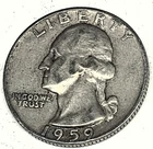 #  C10018  WASHINGTON   QUARTER   COIN,    1959-D