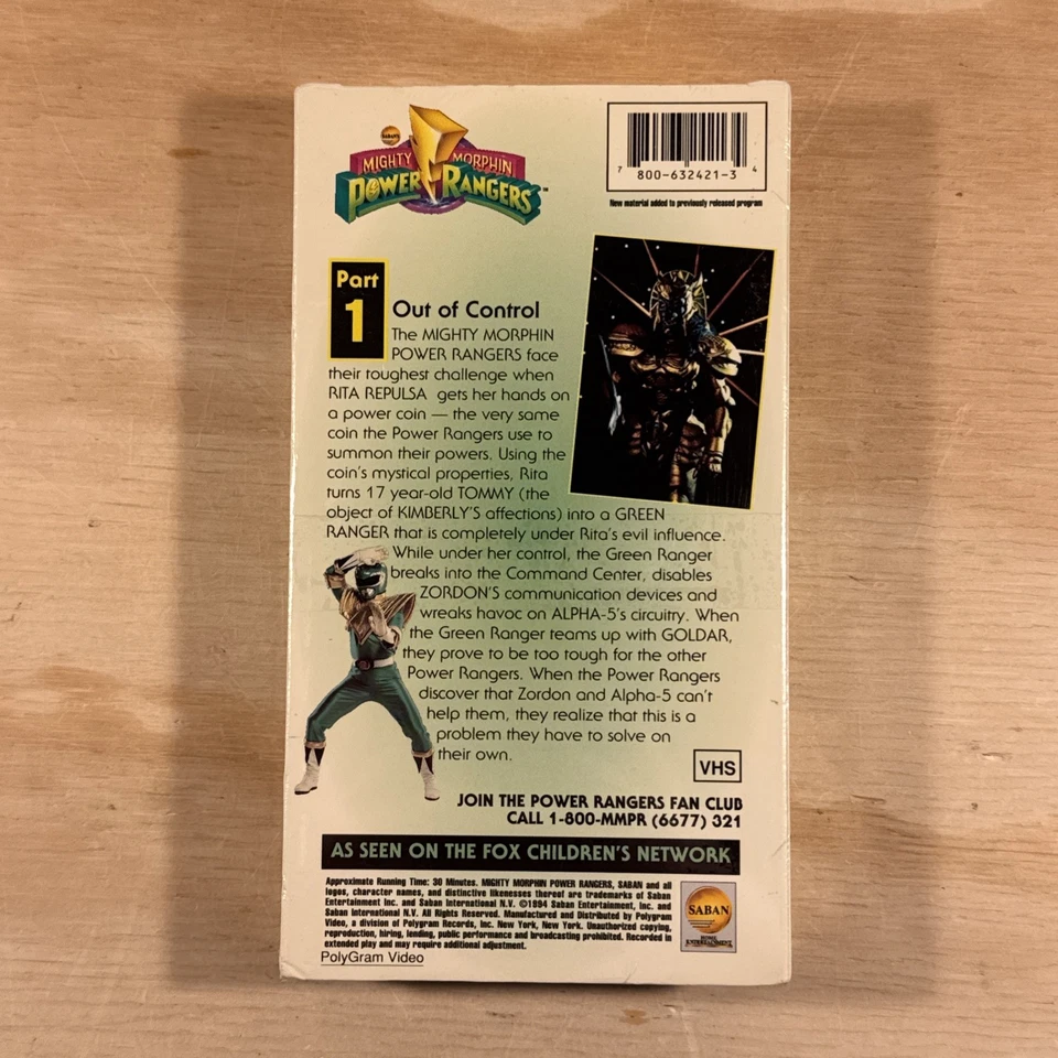 Mighty Morphin Power Rangers - Green With Evil Part 1 - Out Of Control (VHS) NEW - Image 2 of 4
