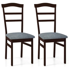 Modern Dining Chairs Set of 2 w/ Rubber Wood Frame Hollowed Backrest for Kitchen