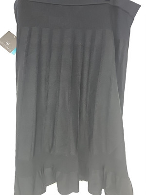 Ming Wang Large Black Pleated Pointelle Knit Midi Skirt NWT MSRP $210.00
